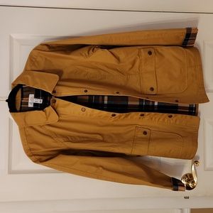 Denim&Co Mustard Utility Jacket with Plaid Trim